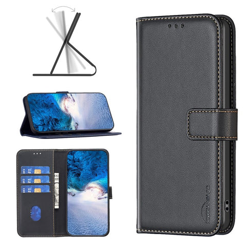 BINFEN COLOR BF17 For Xiaomi Redmi Note 13 Pro 4G / Poco M6 Pro 4G Case Stand Function PU Leather Phone Cover