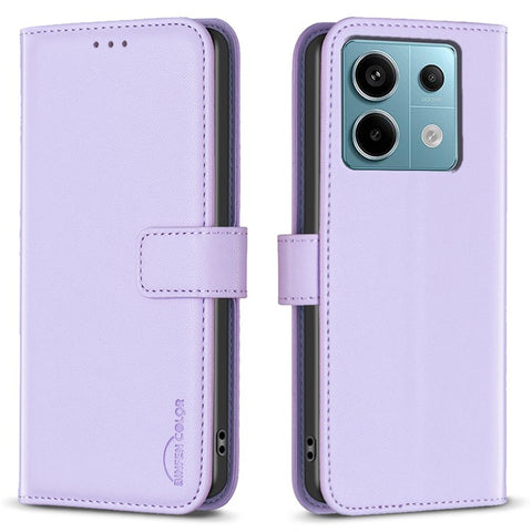 BINFEN COLOR BF17 For Xiaomi Redmi Note 13 Pro 4G / Poco M6 Pro 4G Case Stand Function PU Leather Phone Cover