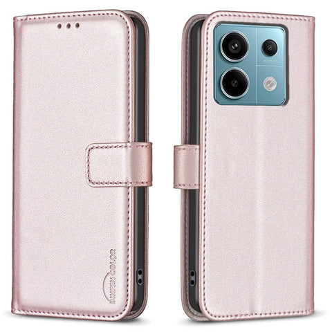 BINFEN COLOR BF17 For Xiaomi Redmi Note 13 Pro 4G / Poco M6 Pro 4G Case Stand Function PU Leather Phone Cover