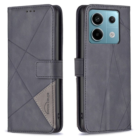 BINFEN COLOR For Xiaomi Redmi Note 13 Pro 4G / Poco M6 Pro 4G Phone Cases Wallet Stand Geometry Imprint Leather Cover