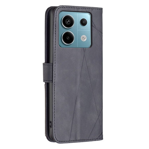 BINFEN COLOR For Xiaomi Redmi Note 13 Pro 4G / Poco M6 Pro 4G Phone Cases Wallet Stand Geometry Imprint Leather Cover