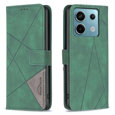 BINFEN COLOR For Xiaomi Redmi Note 13 Pro 4G / Poco M6 Pro 4G Phone Cases Wallet Stand Geometry Imprint Leather Cover