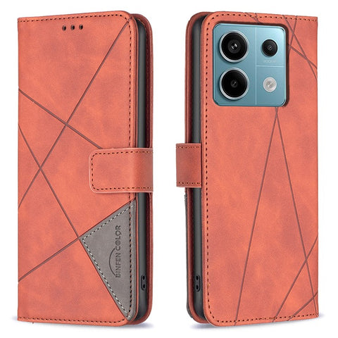 BINFEN COLOR For Xiaomi Redmi Note 13 Pro 4G / Poco M6 Pro 4G Phone Cases Wallet Stand Geometry Imprint Leather Cover