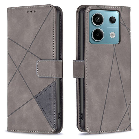 BINFEN COLOR For Xiaomi Redmi Note 13 Pro 4G / Poco M6 Pro 4G Phone Cases Wallet Stand Geometry Imprint Leather Cover