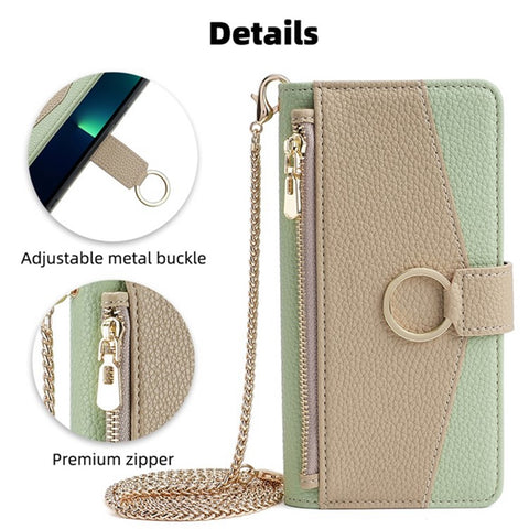 For OnePlus 10T 5G Case Zipper Wallet Mirror Leather Phone Bag Cover with Chain Strap
