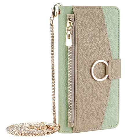 For OnePlus 10T 5G Case Zipper Wallet Mirror Leather Phone Bag Cover with Chain Strap