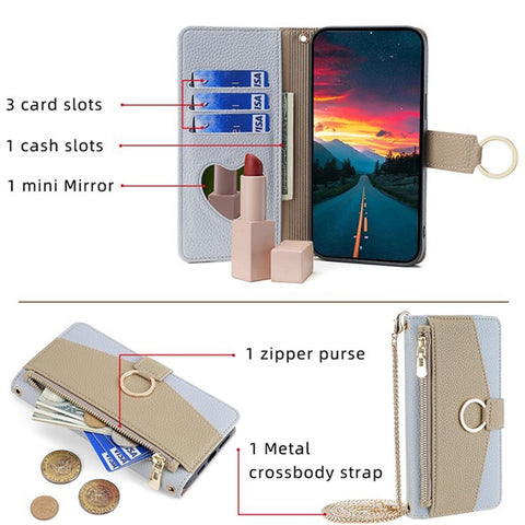 For OnePlus 9RT 5G Case Leather Phone Bag Cover Stand Card Holder with Chain Strap