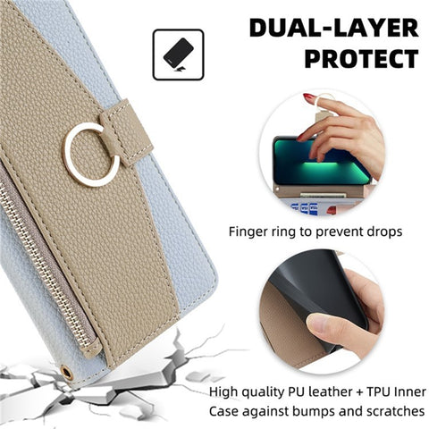 For OnePlus 9RT 5G Case Leather Phone Bag Cover Stand Card Holder with Chain Strap