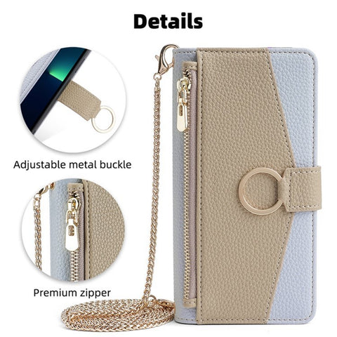 For OnePlus 9RT 5G Case Leather Phone Bag Cover Stand Card Holder with Chain Strap