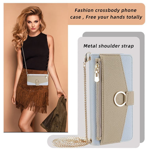 For OnePlus 9RT 5G Case Leather Phone Bag Cover Stand Card Holder with Chain Strap