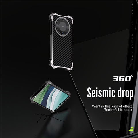 R-JUST RJ-51 For Huawei Mate 60 Pro Case Hollow PC + Aluminum Alloy Shockproof Phone Cover