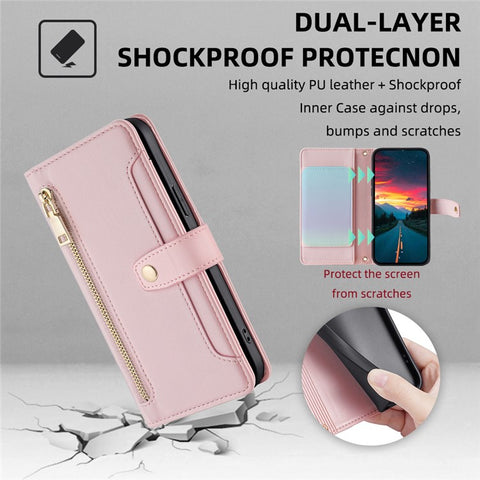 For Xiaomi Redmi Note 11 Pro / Note 11 Pro+ 5G Leather Case Zipper Pocket Crossbody Phone Cover