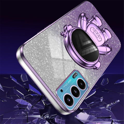 For Motorola Edge 20 Case Astronaut Kickstand Mobile Phone Drop-proof Electroplating Cover