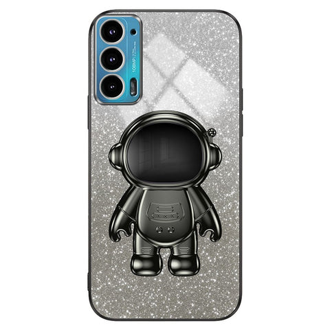 For Motorola Edge 20 Case Astronaut Kickstand Mobile Phone Drop-proof Electroplating Cover