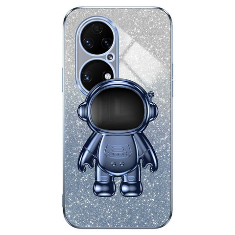 For Huawei P50 4G Case Astronaut Kickstand Glitter Powder PC+TPU Mobile Phone Cover