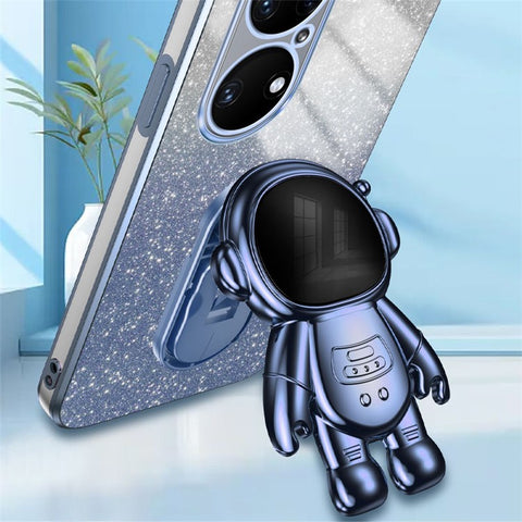 For Huawei P50 4G Case Astronaut Kickstand Glitter Powder PC+TPU Mobile Phone Cover