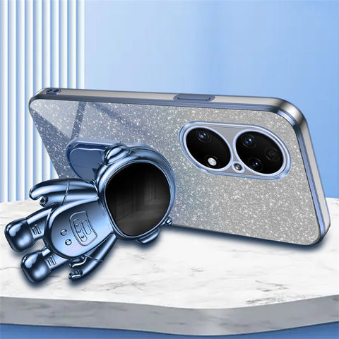For Huawei P50 4G Case Astronaut Kickstand Glitter Powder PC+TPU Mobile Phone Cover