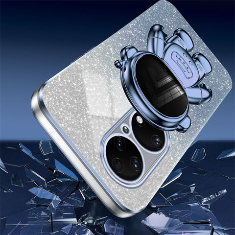 For Huawei P50 4G Case Astronaut Kickstand Glitter Powder PC+TPU Mobile Phone Cover