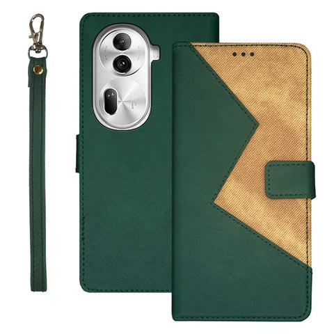 IDEWEI For Oppo Reno11 Pro 5G (Global) / Reno11 (China) 5G Cover Card Holder Splicing Color PU Leather Cell Phone Case
