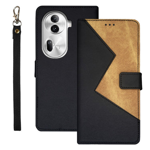 IDEWEI For Oppo Reno11 Pro 5G (Global) / Reno11 (China) 5G Cover Card Holder Splicing Color PU Leather Cell Phone Case