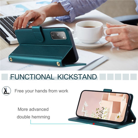 For Samsung Galaxy S20 FE / S20 FE 5G / S20 FE 2022 / S20 Lite Case Leather Wallet Cover with Straps