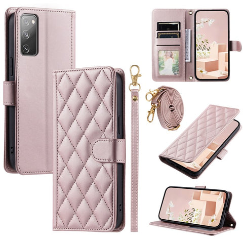 For Samsung Galaxy S20 FE / S20 FE 5G / S20 FE 2022 / S20 Lite Case Leather Wallet Cover with Straps