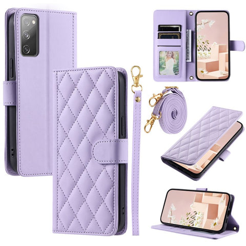 For Samsung Galaxy S20 FE / S20 FE 5G / S20 FE 2022 / S20 Lite Case Leather Wallet Cover with Straps
