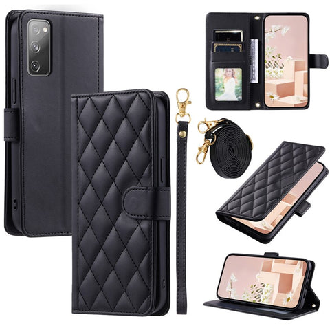 For Samsung Galaxy S20 FE / S20 FE 5G / S20 FE 2022 / S20 Lite Case Leather Wallet Cover with Straps