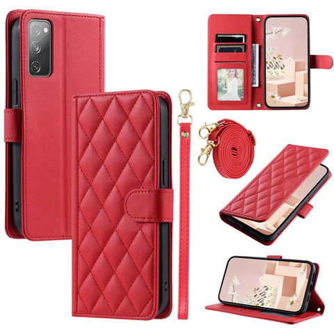For Samsung Galaxy S20 FE / S20 FE 5G / S20 FE 2022 / S20 Lite Case Leather Wallet Cover with Straps