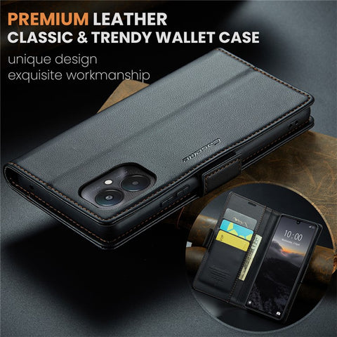 For Xiaomi Redmi 13C 4G / Redmi 13C 5G / Poco C65 4G Leather Case CASEME 023 RFID Blocking 3 Card Slot Mobile Cover