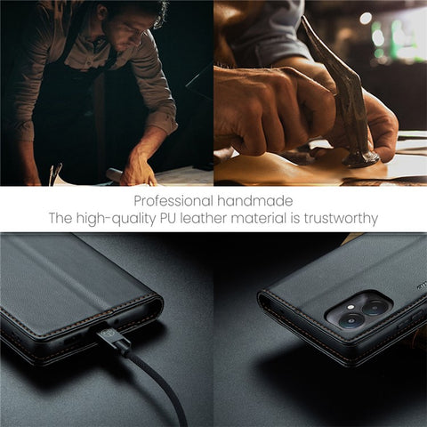 For Xiaomi Redmi 13C 4G / Redmi 13C 5G / Poco C65 4G Leather Case CASEME 023 RFID Blocking 3 Card Slot Mobile Cover