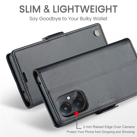 For Xiaomi Redmi 13C 4G / Redmi 13C 5G / Poco C65 4G Leather Case CASEME 023 RFID Blocking 3 Card Slot Mobile Cover