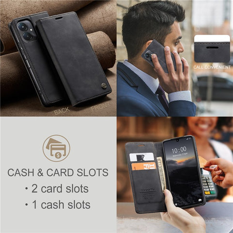 CASEME 013 Series For Xiaomi Redmi 13C 4G / Redmi 13C 5G / Poco C65 4G Case Leather Flip Stand Phone Cover