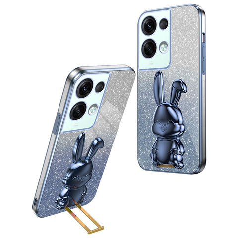 For Oppo Reno8 Pro+ 5G (Global Version) Phone Case Pull-out Kickstand PC+TPU Anti-shock Rabbit Cover