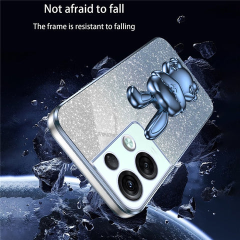 For Oppo Reno8 Pro+ 5G (Global Version) Phone Case Pull-out Kickstand PC+TPU Anti-shock Rabbit Cover