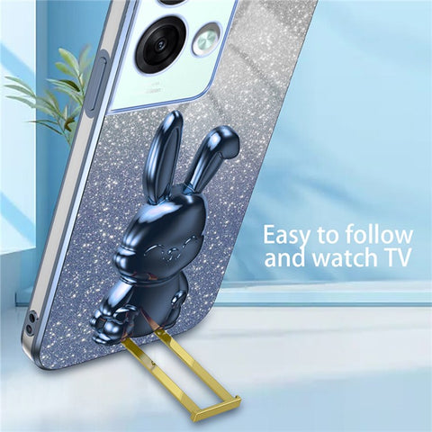 For Oppo Reno8 Pro+ 5G (Global Version) Phone Case Pull-out Kickstand PC+TPU Anti-shock Rabbit Cover