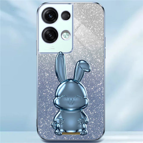 For Oppo Reno8 Pro+ 5G (Global Version) Phone Case Pull-out Kickstand PC+TPU Anti-shock Rabbit Cover