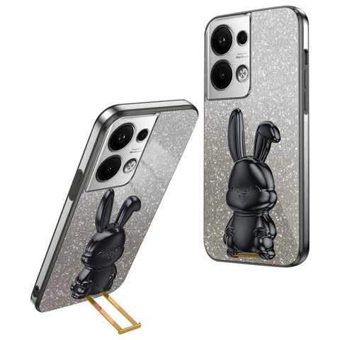 For Oppo Reno9 Pro+ 5G Electroplating Cellphone Case PC+TPU Cover with Support Kickstand