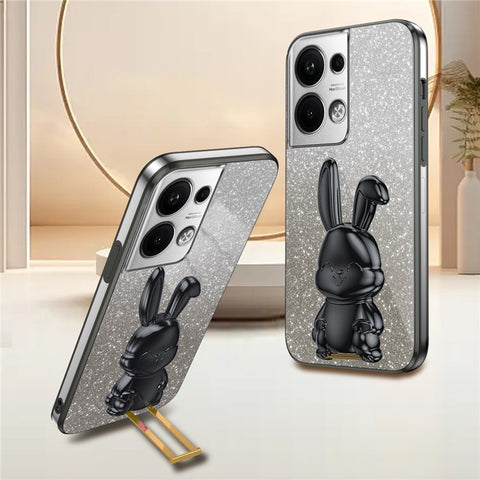For Oppo Reno9 Pro+ 5G Electroplating Cellphone Case PC+TPU Cover with Support Kickstand