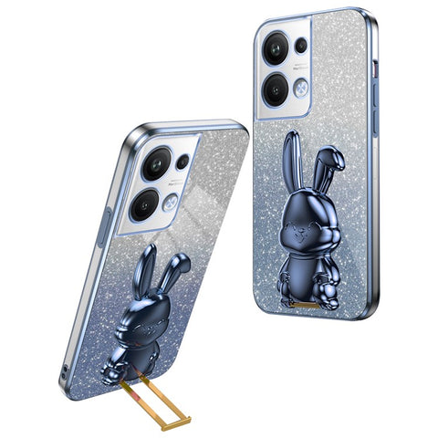 For Oppo Reno9 Pro+ 5G Electroplating Cellphone Case PC+TPU Cover with Support Kickstand
