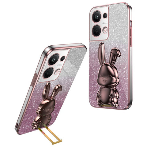 For Oppo Reno9 Pro+ 5G Electroplating Cellphone Case PC+TPU Cover with Support Kickstand