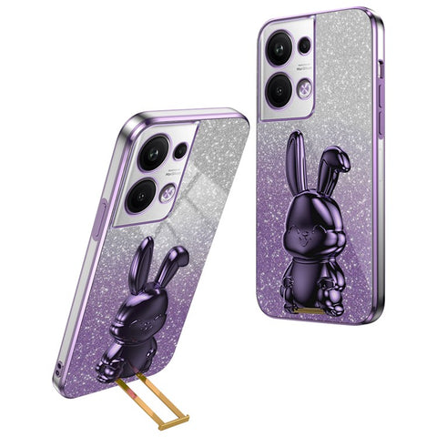 For Oppo Reno9 Pro+ 5G Electroplating Cellphone Case PC+TPU Cover with Support Kickstand