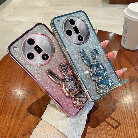 PC+TPU Cover for Oppo Find X7 Pro , Cute Rabbit Drop Resistant Kickstand Cell Phone Case