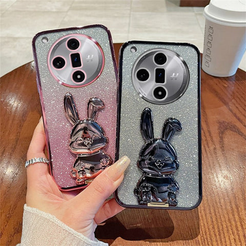 PC+TPU Cover for Oppo Find X7 Pro , Cute Rabbit Drop Resistant Kickstand Cell Phone Case