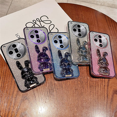 PC+TPU Cover for Oppo Find X7 Pro , Cute Rabbit Drop Resistant Kickstand Cell Phone Case