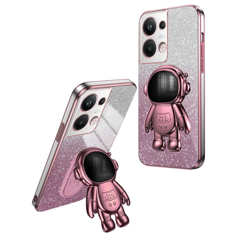 For Oppo Reno9 Pro+ 5G Drop Protection Phone Shell PC+TPU Cell Phone Case Kickstand Electroplating Cover