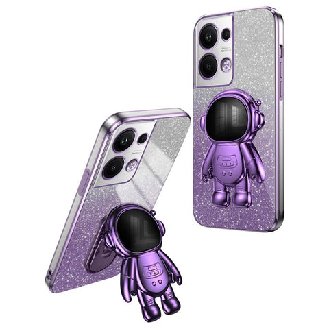 For Oppo Reno9 Pro+ 5G Drop Protection Phone Shell PC+TPU Cell Phone Case Kickstand Electroplating Cover
