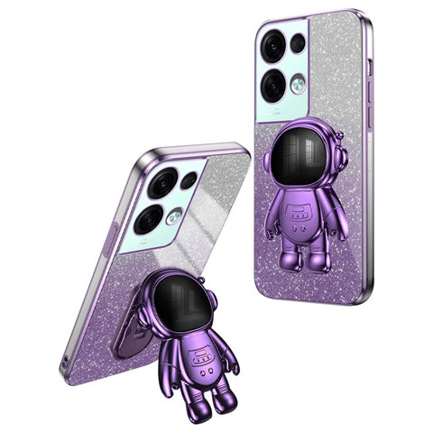 For Oppo Reno8 Pro+ 5G (Global Version) Cases Kickstand PC+TPU Shell Electroplating Phone Protector