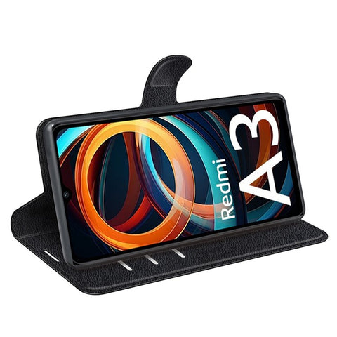 For Xiaomi Redmi A3 4G / Poco C61 4G Case Litchi Texture PU Leather Folding Stand Phone Cover