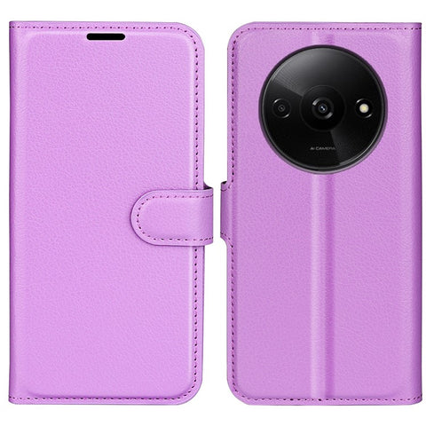 For Xiaomi Redmi A3 4G / Poco C61 4G Case Litchi Texture PU Leather Folding Stand Phone Cover